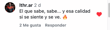 Comentario de @lthr.ar en Instagram