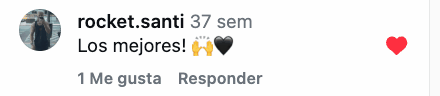 Comentario de @rocket.santi en Instagram